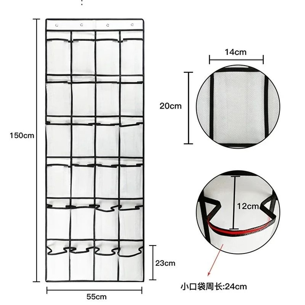 Over The Door Hanging Shoe Organizer With 24 Large Mesh Pockets 5