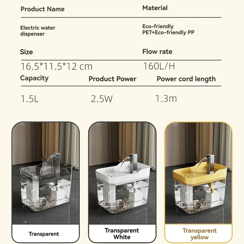 Automatic Cat Water Fountain With Filter And USB Pump 5