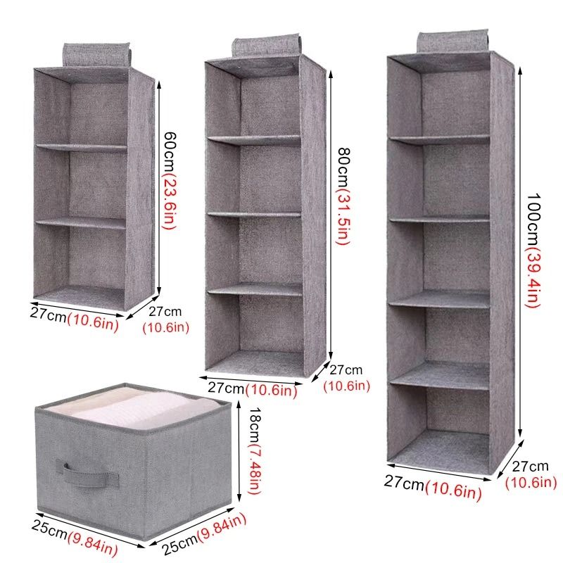 Collapsible Hanging Wardrobe Organizer With Drawer Compartments 3