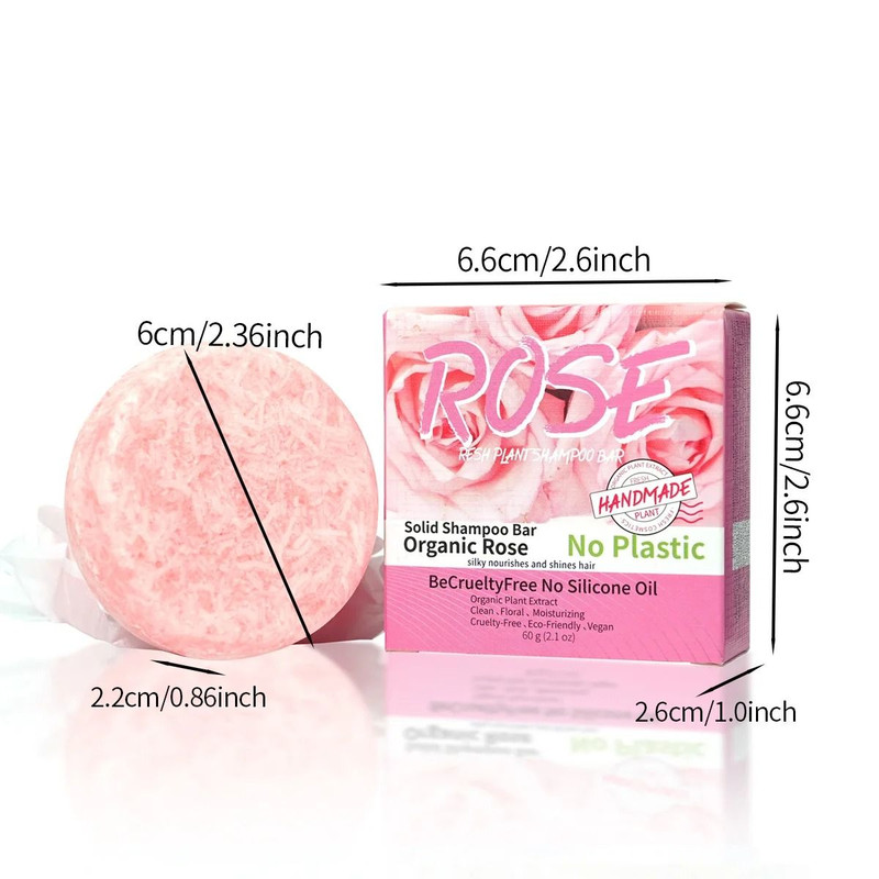 Pink Rose Handmade Essential Oil Shampoo Soap Bar 2