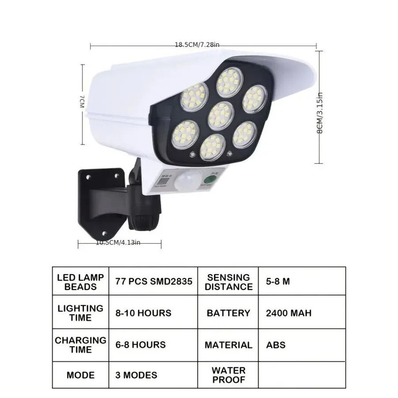 Outdoor Motion Sensor Solar Security Lights With Camera Look Design 5