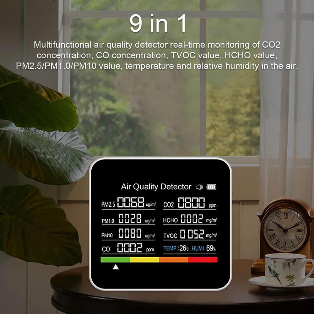 9 In 1 Air Quality Monitor With CO2 And Particle Detection 2