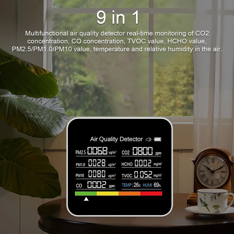 9 In 1 Air Quality Monitor With CO2 And Particle Detection 2