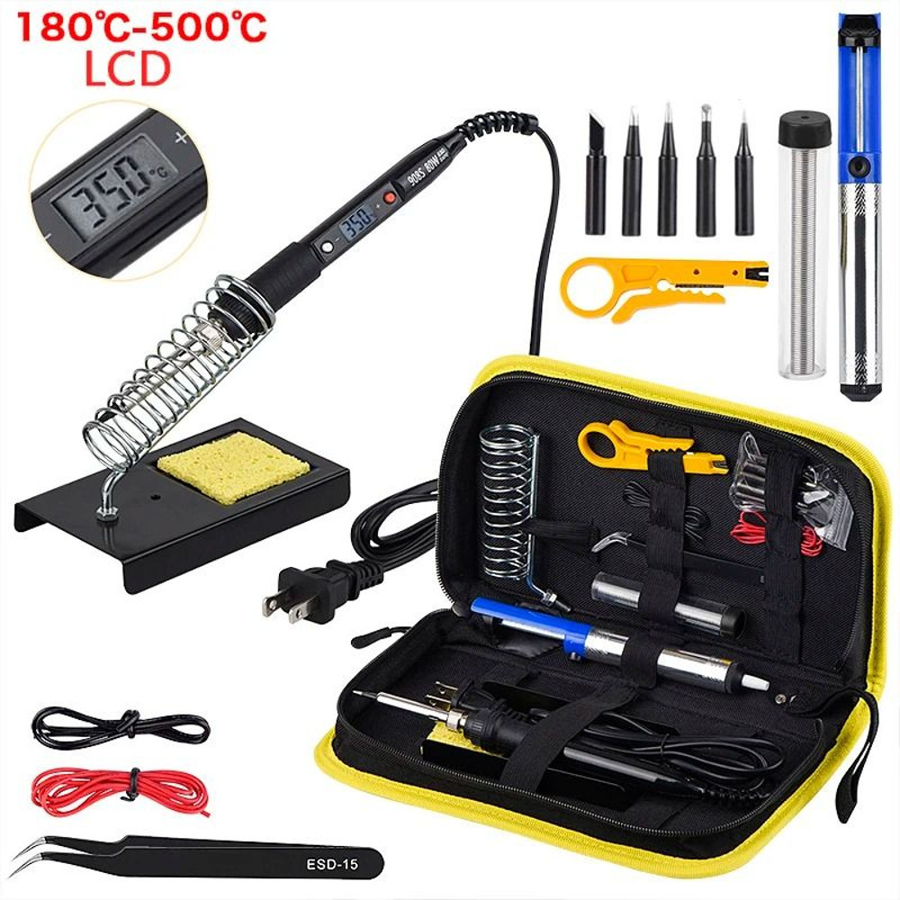 Adjustable Temperature Electric Soldering Iron Kit With LCD Display 10