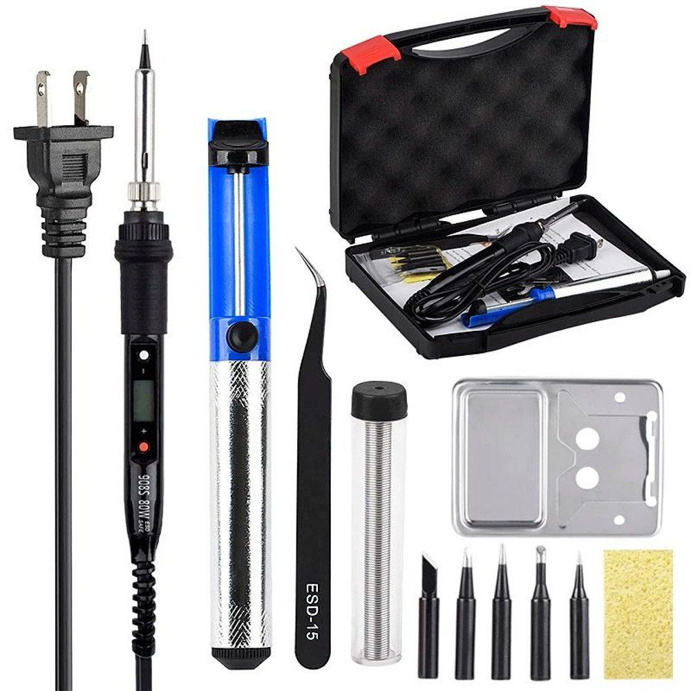 Adjustable Temperature Electric Soldering Iron Kit With LCD Display 12