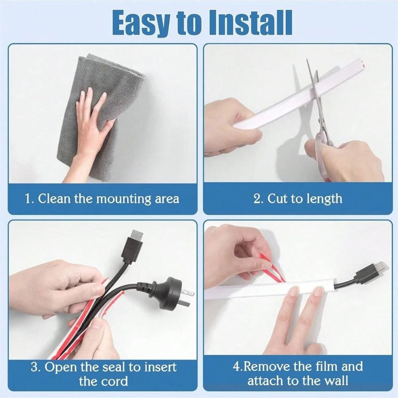 Invisible Adhesive Cord Management Channel And Cable Cover 5
