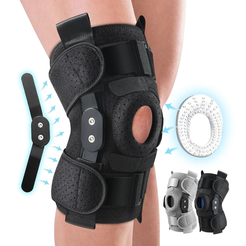 Hinged Knee Support Brace With Side Stabilizers And Gel Pads 0