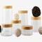 Clear Plastic Storage Jars With Wood Style Lids 1