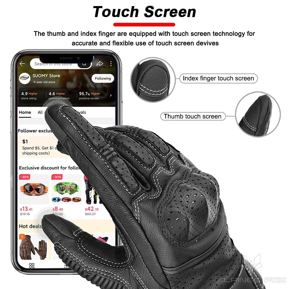 Vintage Leather Motorcycle Riding Gloves With Touchscreen Compatibility 3
