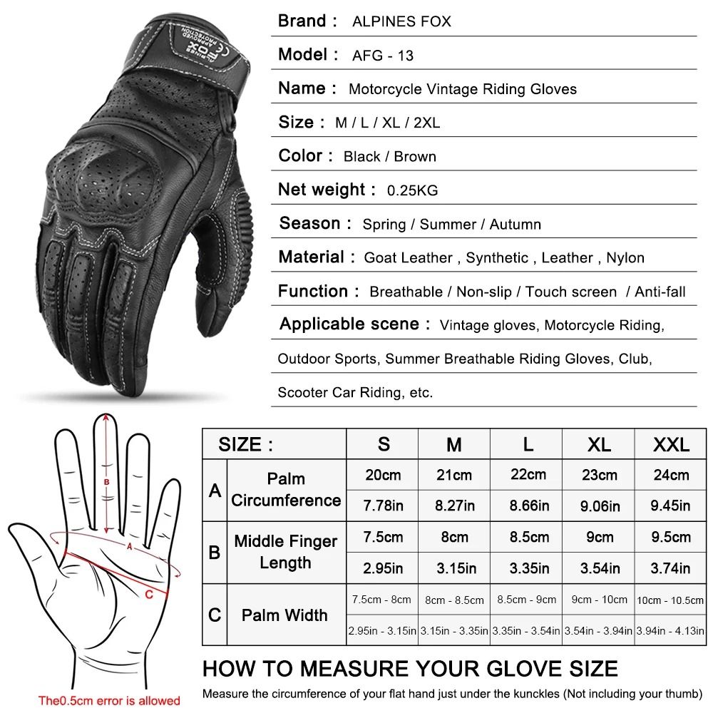 Vintage Leather Motorcycle Riding Gloves With Touchscreen Compatibility 5