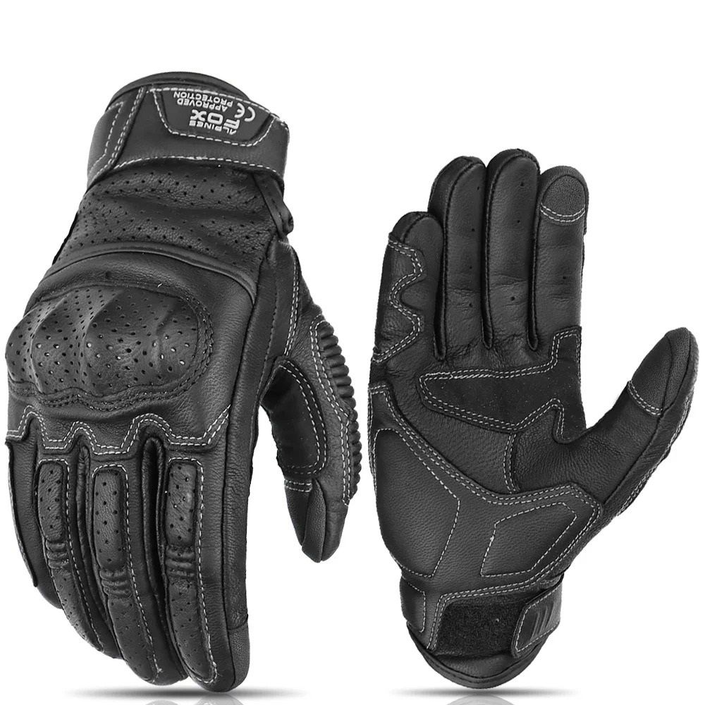 Vintage Leather Motorcycle Riding Gloves With Touchscreen Compatibility 7