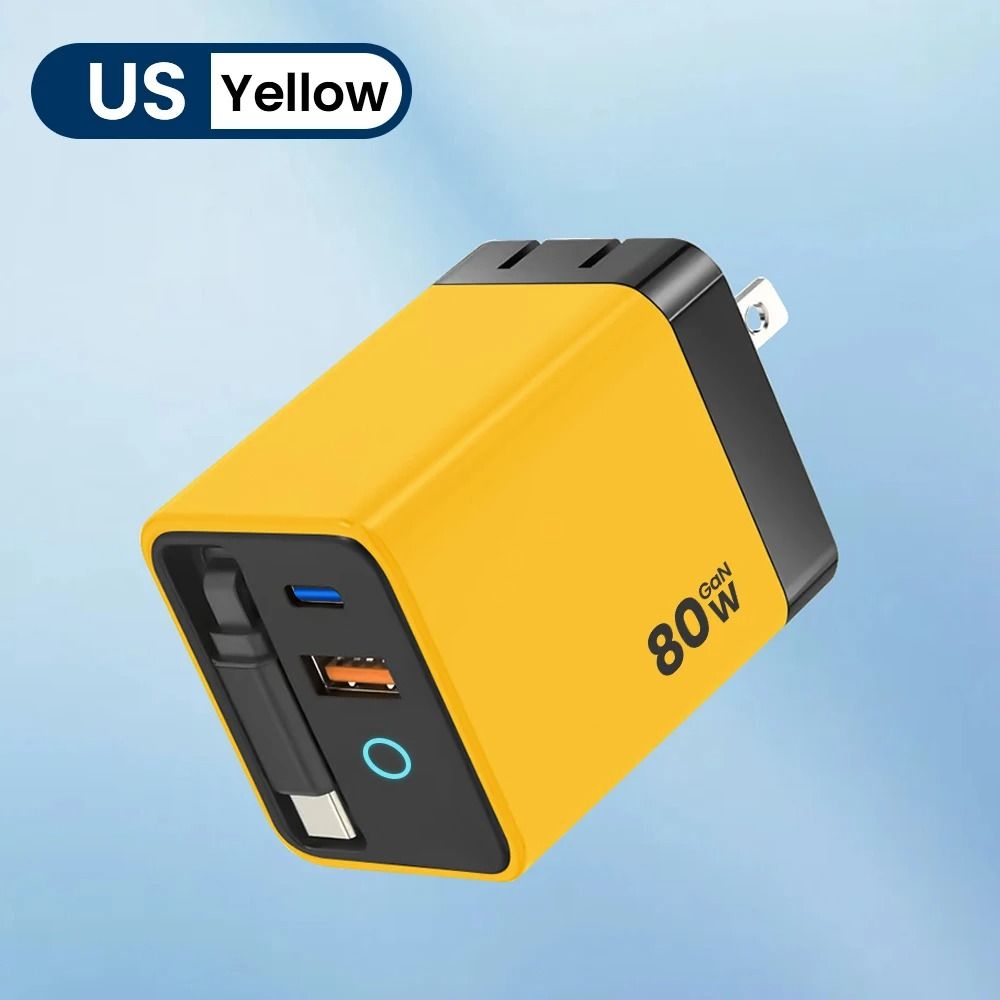 80W Fast Charging Type C USB Charger With Retractable Cable 12