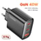 High Speed Dual Port GaN Fast Charger 40W USB C Power Adapter 5