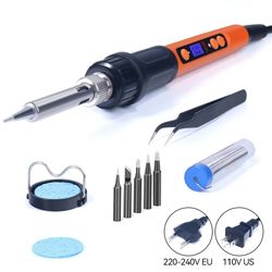 digital adjustable temperature electric soldering iron kit 100w