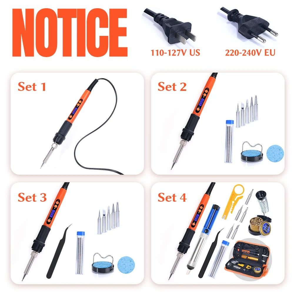 Digital Adjustable Temperature Electric Soldering Iron Kit 100W 1
