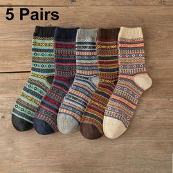 cozy winter wool socks for men and women (5 pairs set)