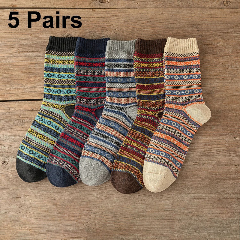 Cozy Winter Wool Socks For Men And Women 5 Pairs Set 0