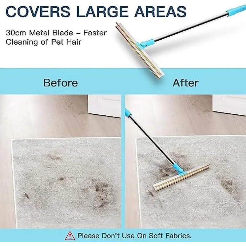 Telescopic Carpet Rake And Pet Hair Remover Set 2