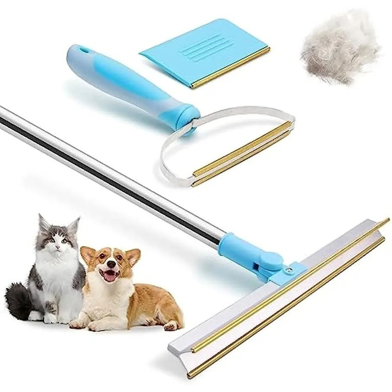 Telescopic Carpet Rake And Pet Hair Remover Set 7