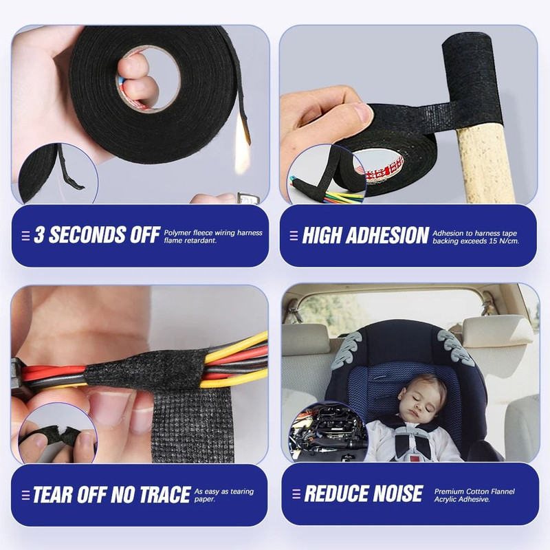 Heat Resistant Fabric Electrical Tape For Automotive And Home Wiring 5