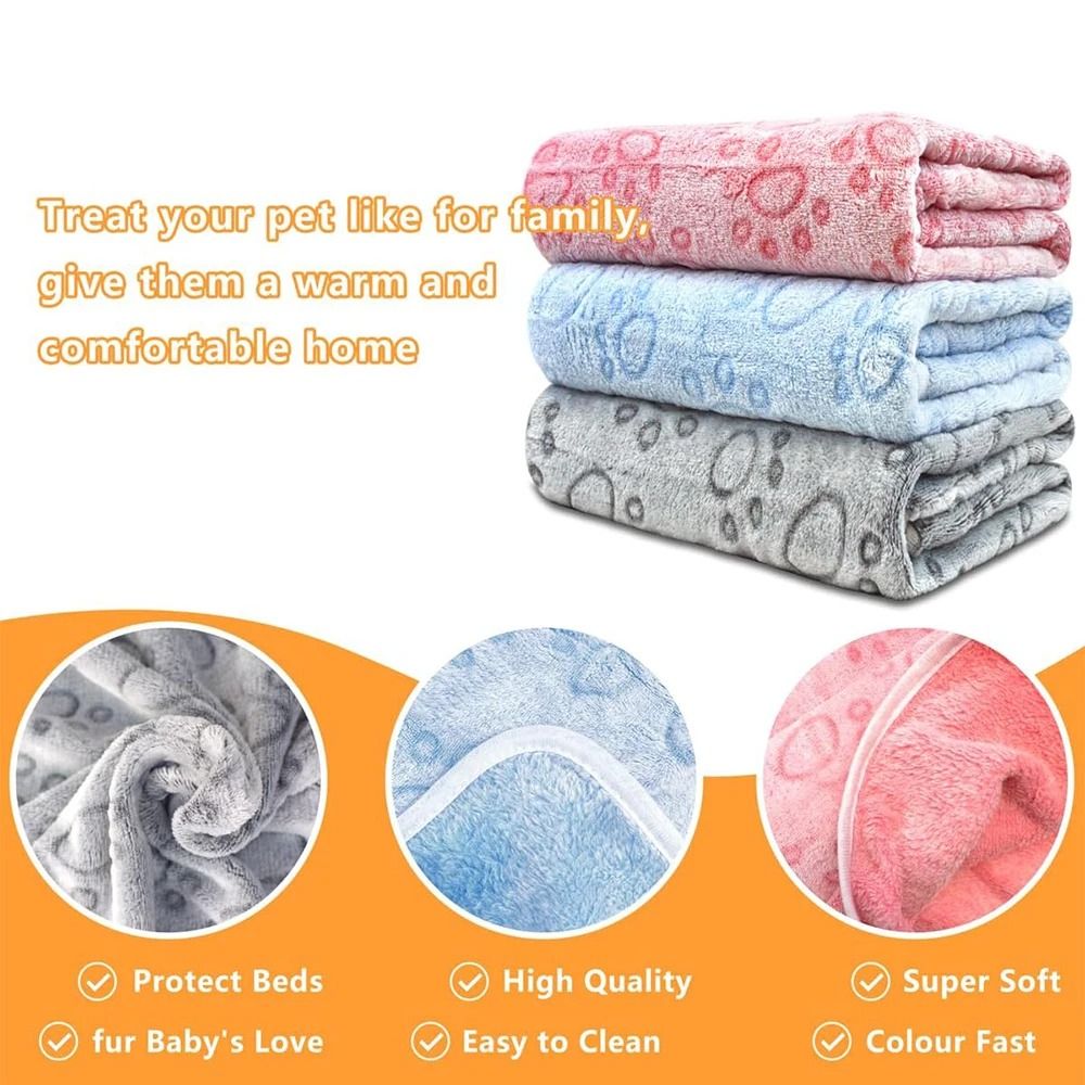 Soft Paw Print Pet Blanket For Dogs And Cats 2