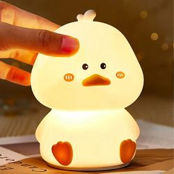 smart duck silicone rechargeable led night light for bedroom decor