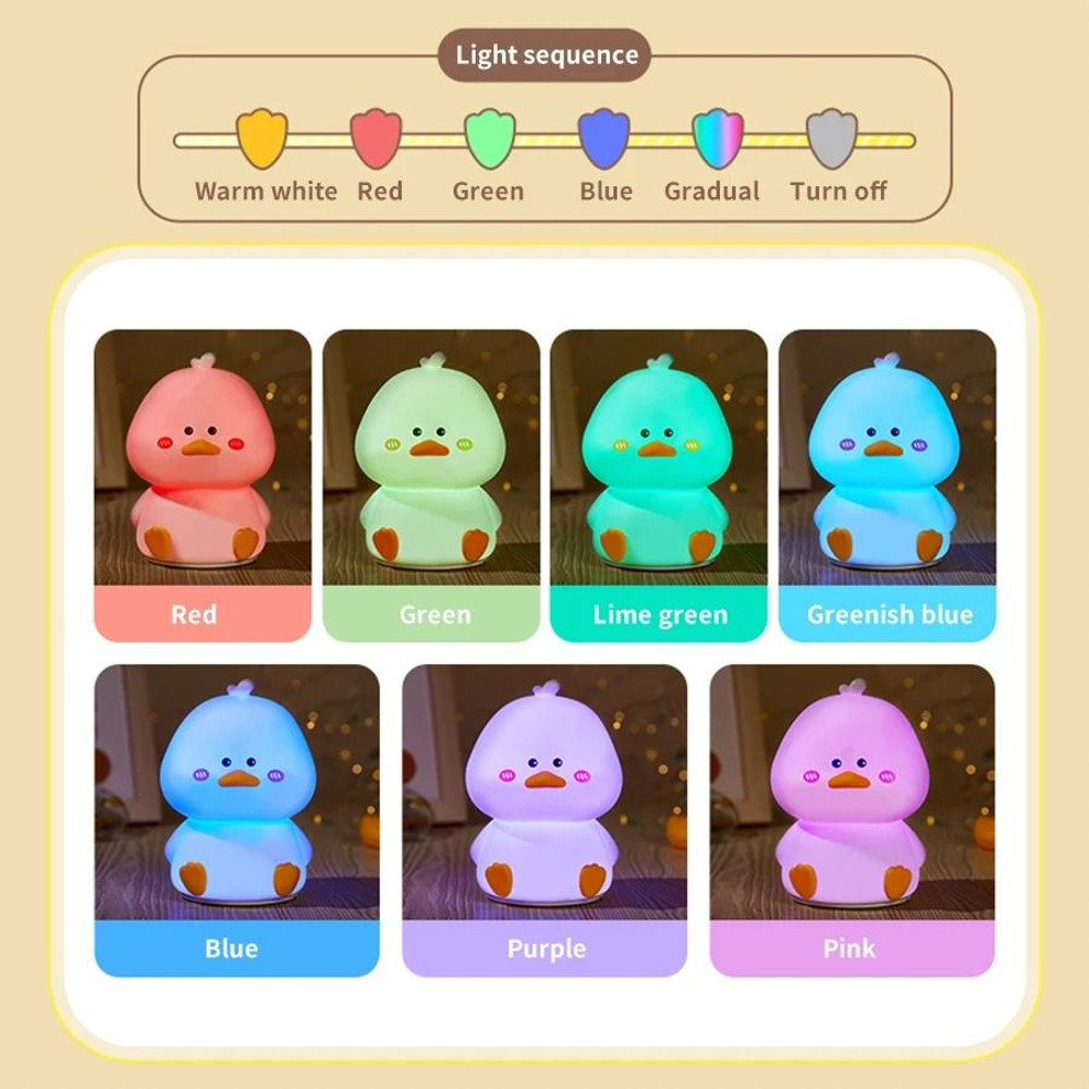 Smart Duck Silicone Rechargeable LED Night Light For Bedroom Decor 1