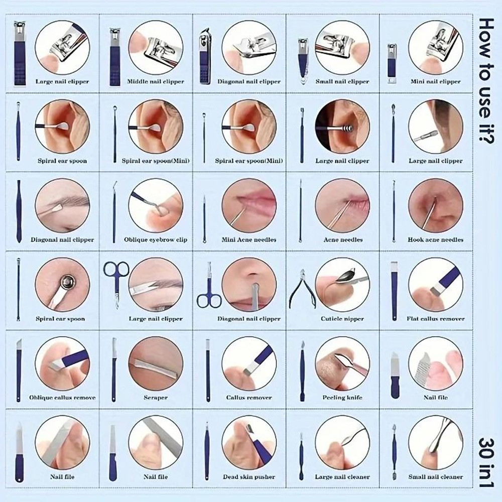 Professional 30 Piece Manicure And Pedicure Set With Stainless Steel Tools 4