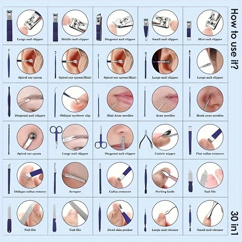 Professional 30 Piece Manicure And Pedicure Set With Stainless Steel Tools 4