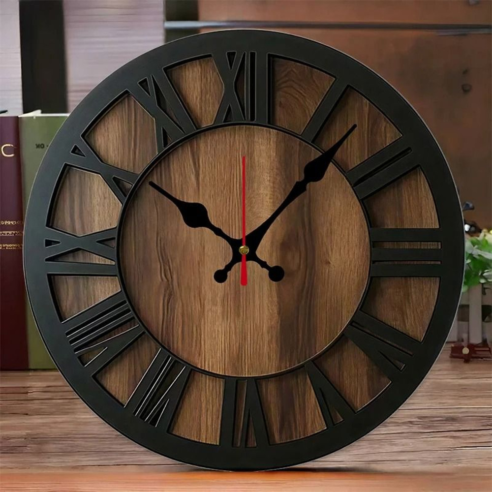 Vintage Wooden Silent Wall Clock For Home Decoration 0