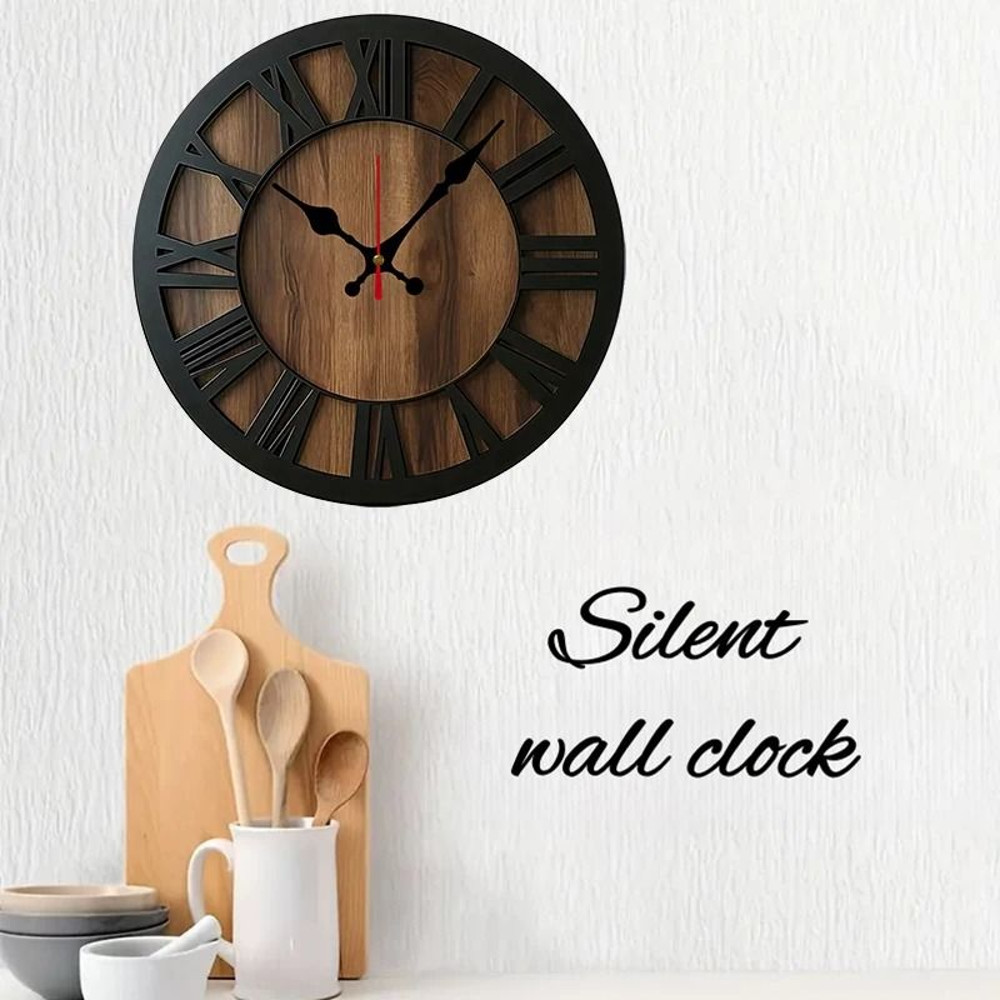Vintage Wooden Silent Wall Clock For Home Decoration 2
