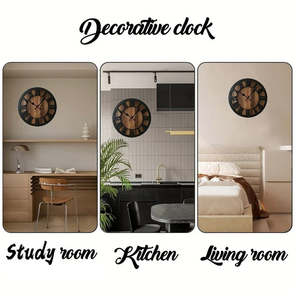Vintage Wooden Silent Wall Clock For Home Decoration 4