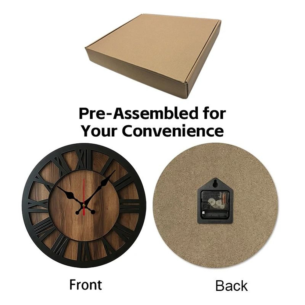 Vintage Wooden Silent Wall Clock For Home Decoration 5