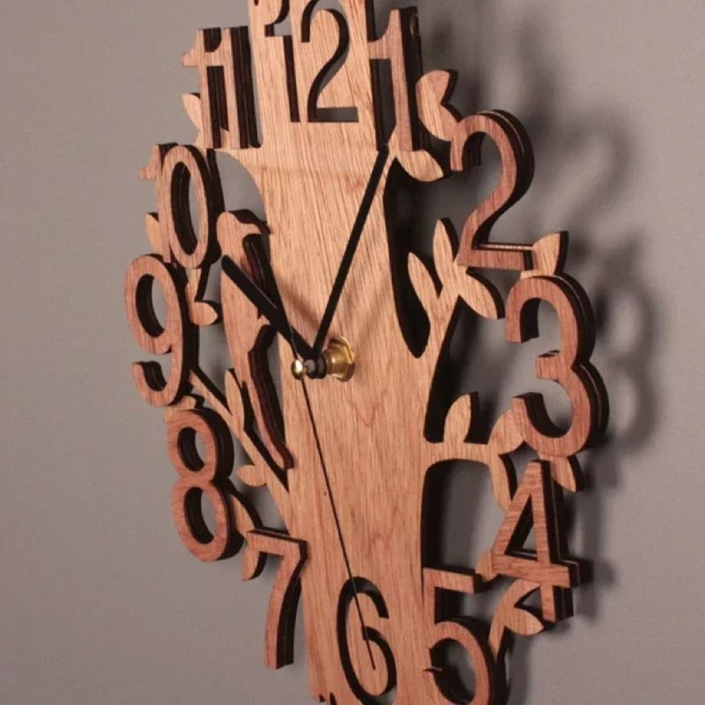 Wooden Faceted Bird Wall Clock For Home Decoration 1