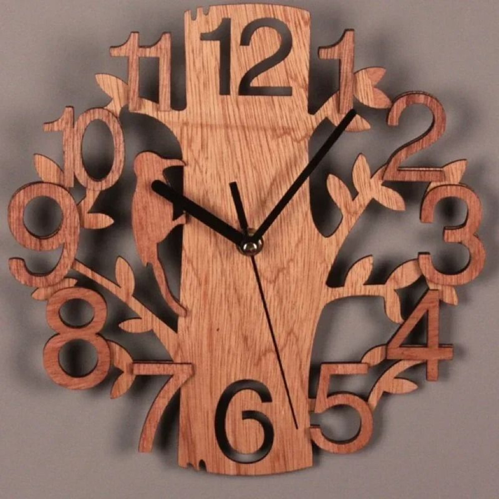 Wooden Faceted Bird Wall Clock For Home Decoration 3