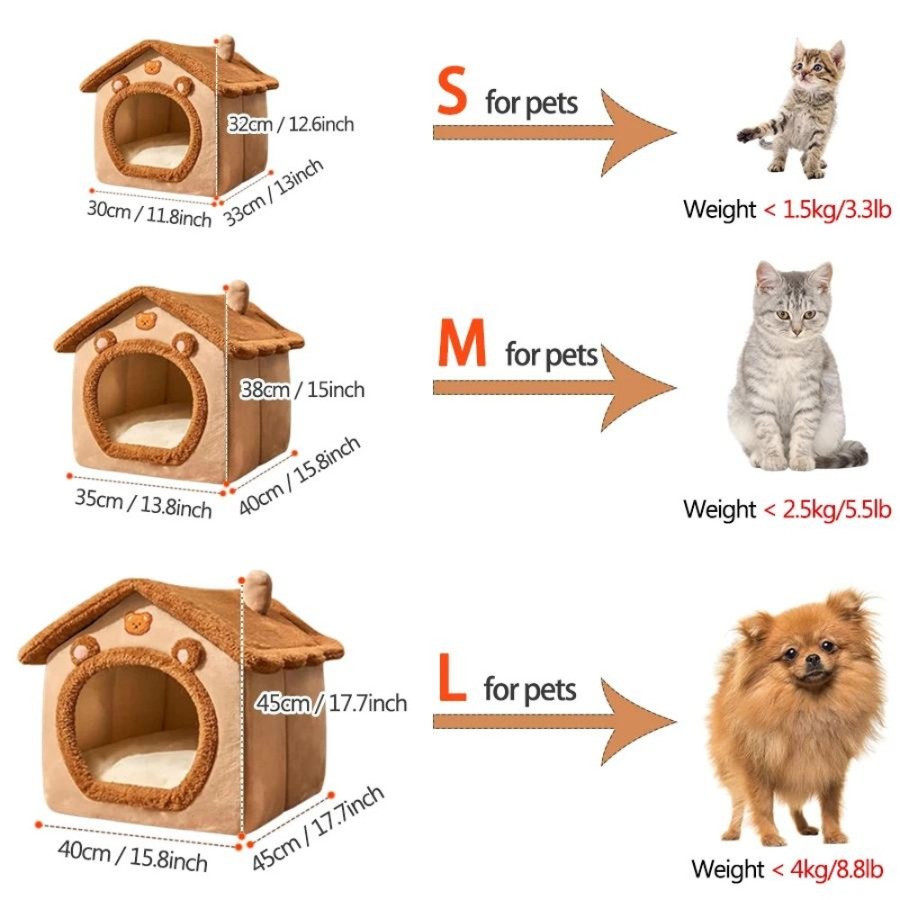 Foldable Pet House Removable Washable Cat Bed For Small Dogs And Medium Cats 1