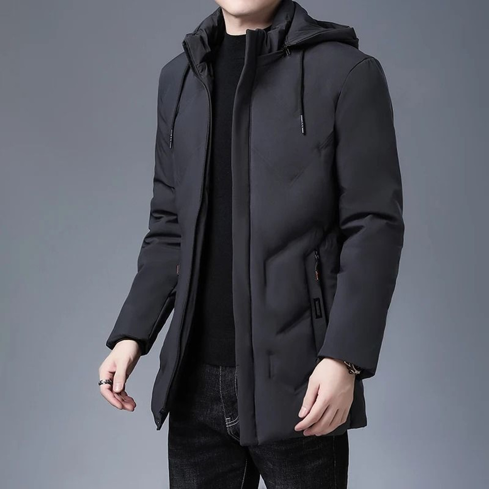 Mens Luxury Hooded Parka Winter Jacket Quilted Long Coat 2