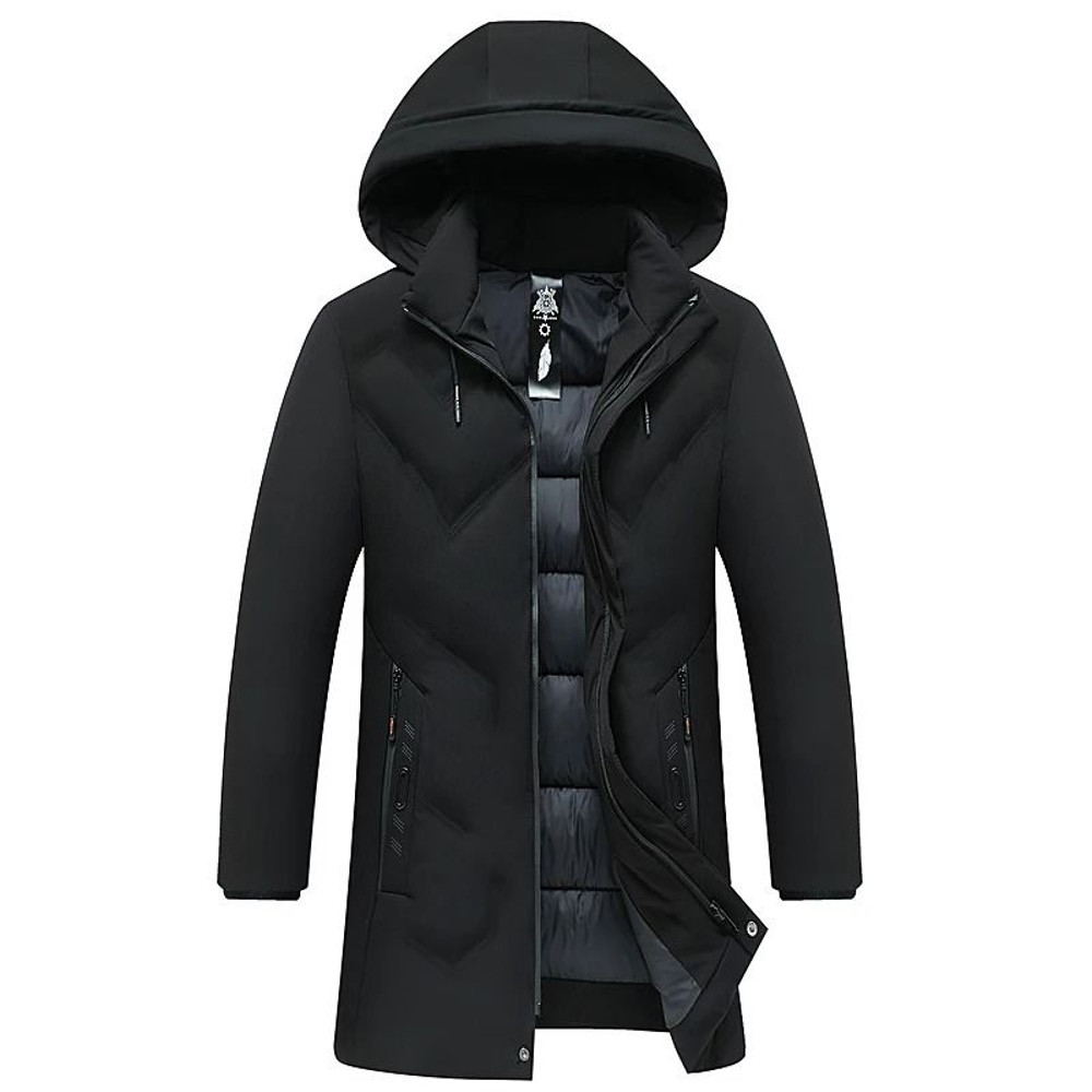 Mens Luxury Hooded Parka Winter Jacket Quilted Long Coat 3