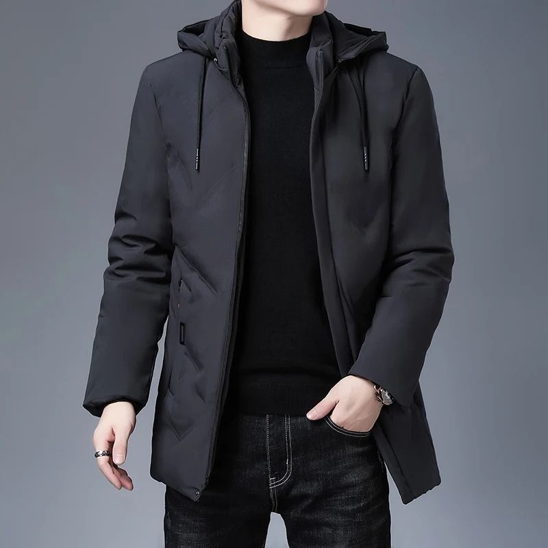 Mens Luxury Hooded Parka Winter Jacket Quilted Long Coat 5