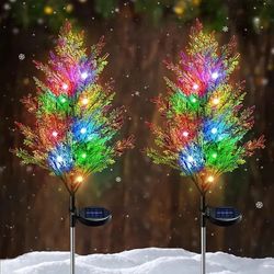 solar powered christmas pine tree garden light