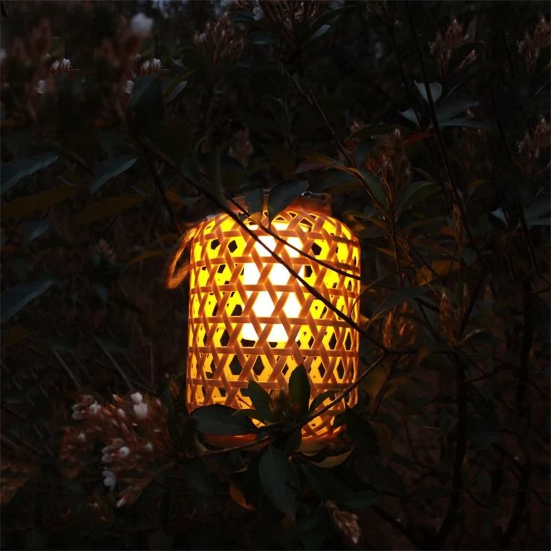 Solar Bamboo Woven Lantern For Outdoor Garden And Patio Decor 5