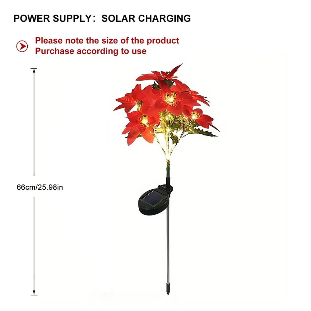 LED Solar Poinsettia Flower Light For Garden Lawn Decoration 5