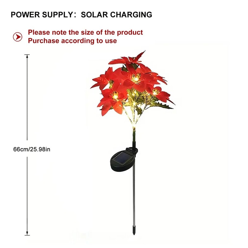 LED Solar Poinsettia Flower Light For Garden Lawn Decoration 5