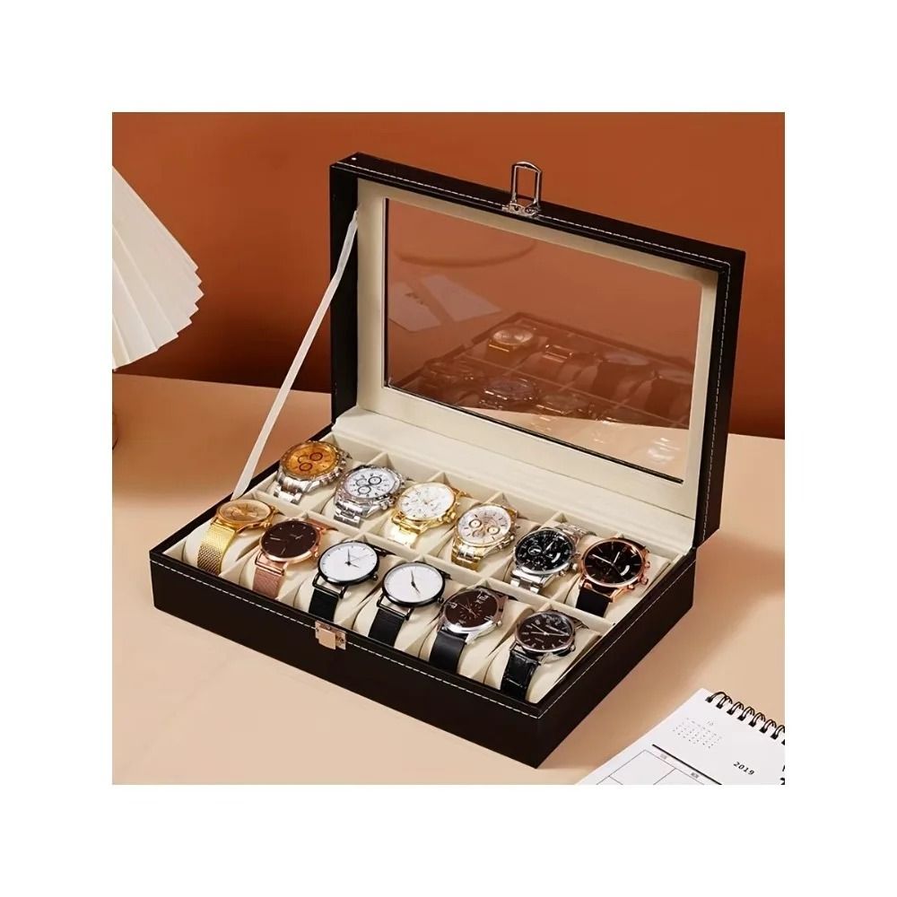 12 Slot Watch Organizer With Lock And Removable Pillows 0