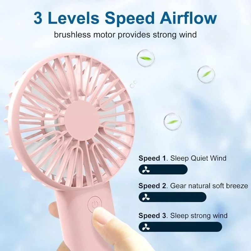 Rechargeable USB Handheld Fan With Phone Holder 3