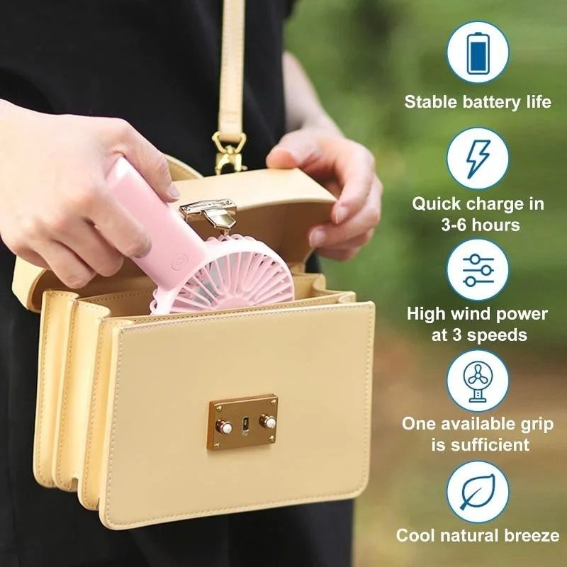 Rechargeable USB Handheld Fan With Phone Holder 4