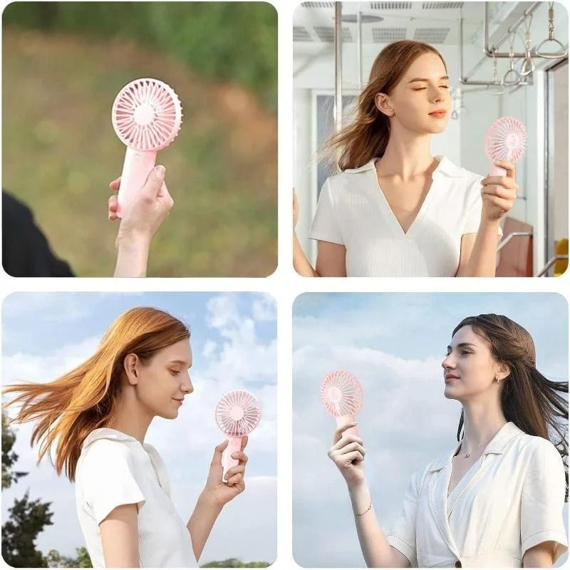 Rechargeable USB Handheld Fan With Phone Holder 5