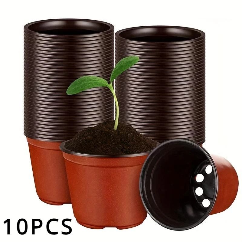 Plastic Plant Nursery Pots 4 Inch 10 Piece Set 0