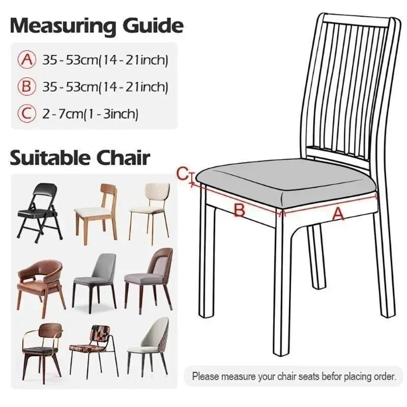 Stretchable Jacquard Dining Chair Seat Cover 4