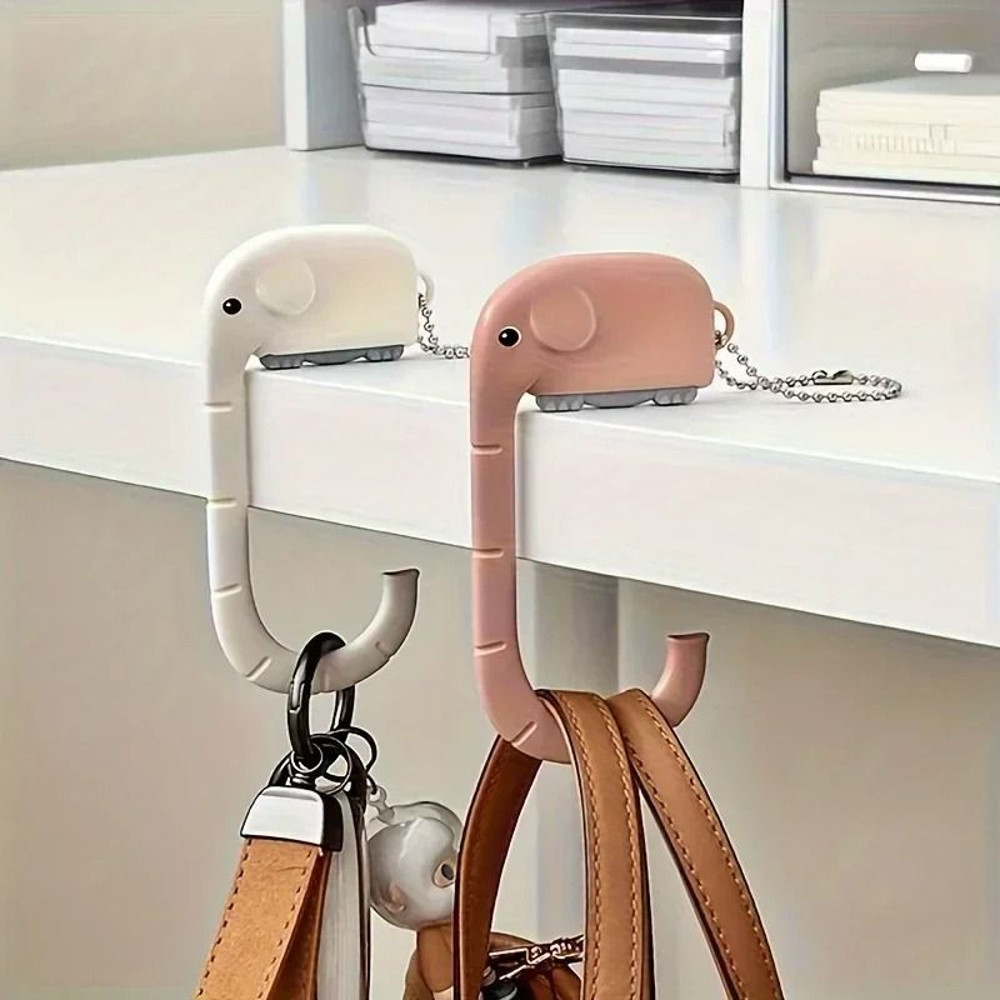 Oval Non Slip Cartoon Elephant Bag Table Hook 0